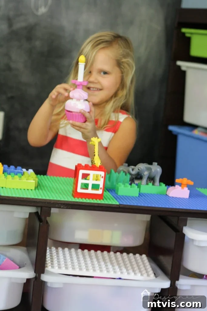 The Ultimate Ikea Lego Table Hack 11 Awesome Ikea Hack! Make your own DIY lego table with this simple Ikea Hack. Perfect lego storage for your kids! Full tutorial from Designer Trapped in a Lawyer's Body.