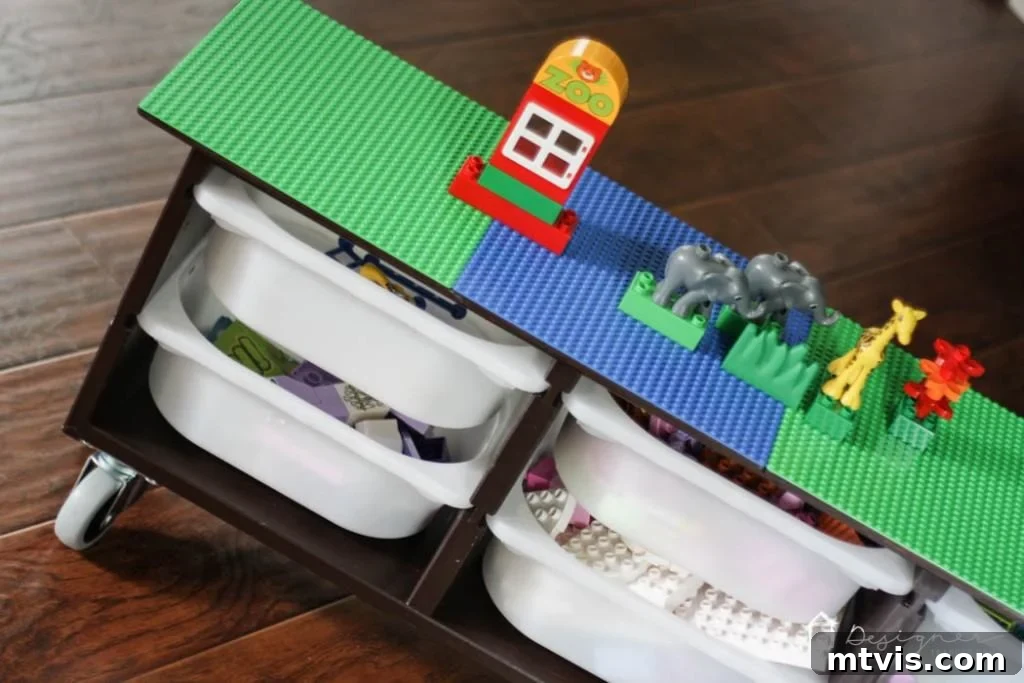 The Ultimate Ikea Lego Table Hack 14 Awesome Ikea Hack! Make your own DIY lego table with this simple Ikea Hack. Perfect lego storage for your kids! Full tutorial from Designer Trapped in a Lawyer's Body.