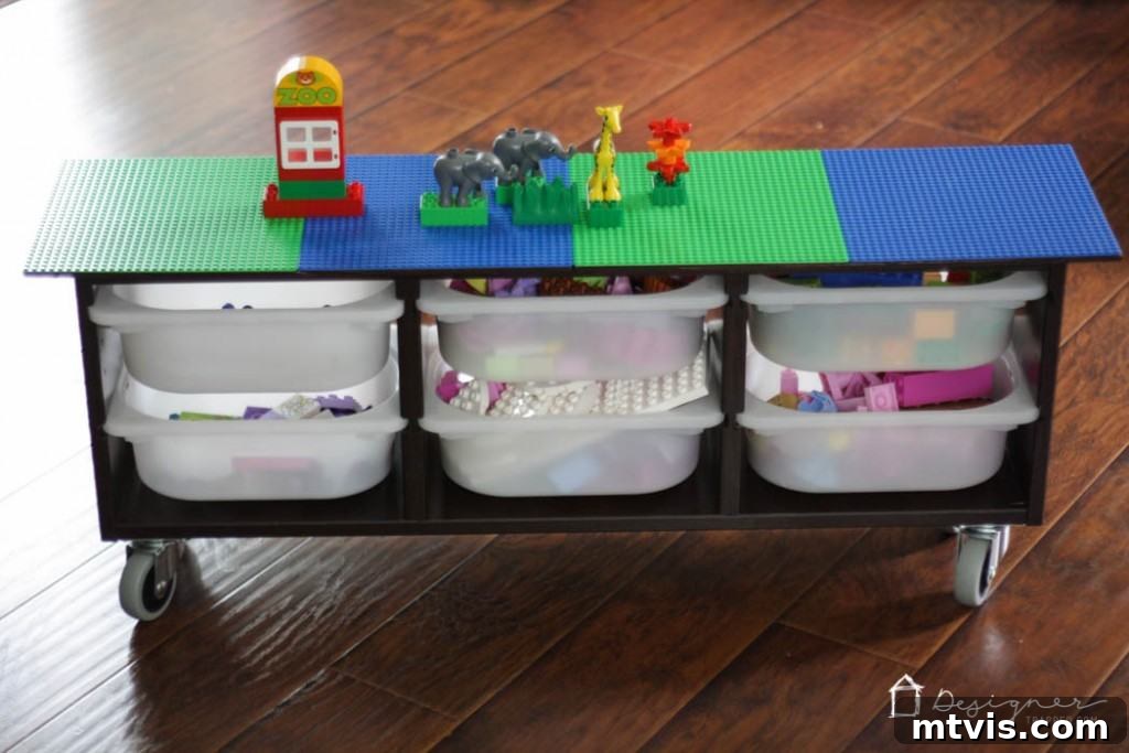 The Ultimate Ikea Lego Table Hack 9 Awesome Ikea Hack! Make your own DIY lego table with this simple Ikea Hack. Perfect lego storage for your kids! Full tutorial from Designer Trapped in a Lawyer's Body.