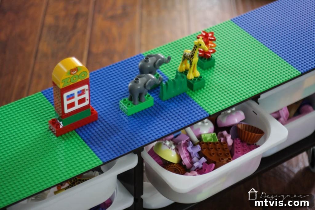 The Ultimate Ikea Lego Table Hack 10 Awesome Ikea Hack! Make your own DIY lego table with this simple Ikea Hack. Perfect lego storage for your kids! Full tutorial from Designer Trapped in a Lawyer's Body.
