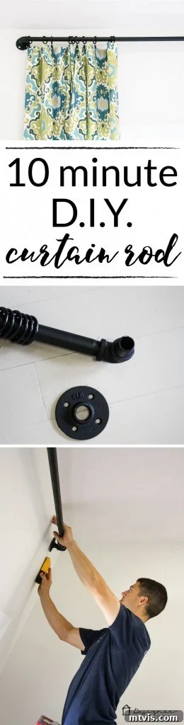 Craft Your Own Unique Curtain Rod 11 Pin this DIY industrial pipe curtain rod tutorial for later inspiration