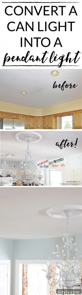 Elevate Your Lighting: Recessed to Pendant Conversion 13 Pin this tutorial: easily convert a recessed light to a pendant light for a stunning home decor upgrade!