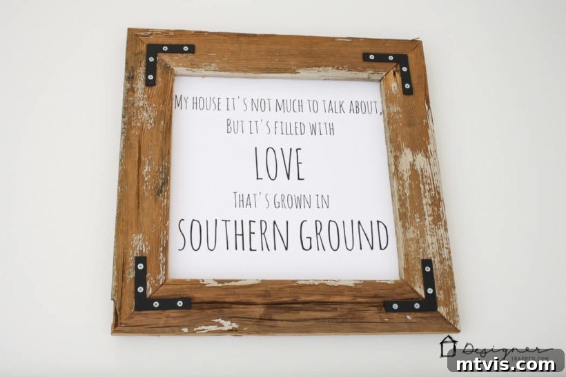 DIY frame displayed on a wall