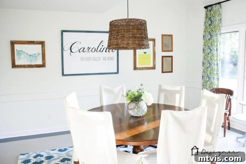 Dining room gallery wall with DIY frames