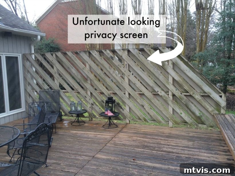 Old cedar privacy screen before being repurposed