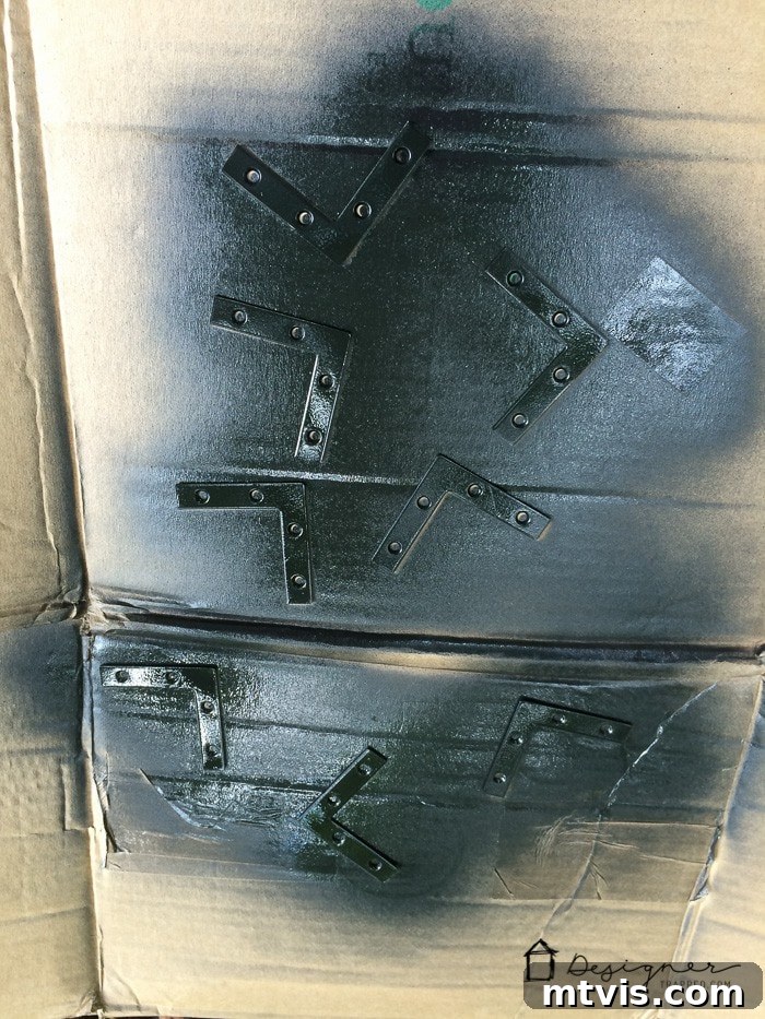 Finished black painted frame hardware