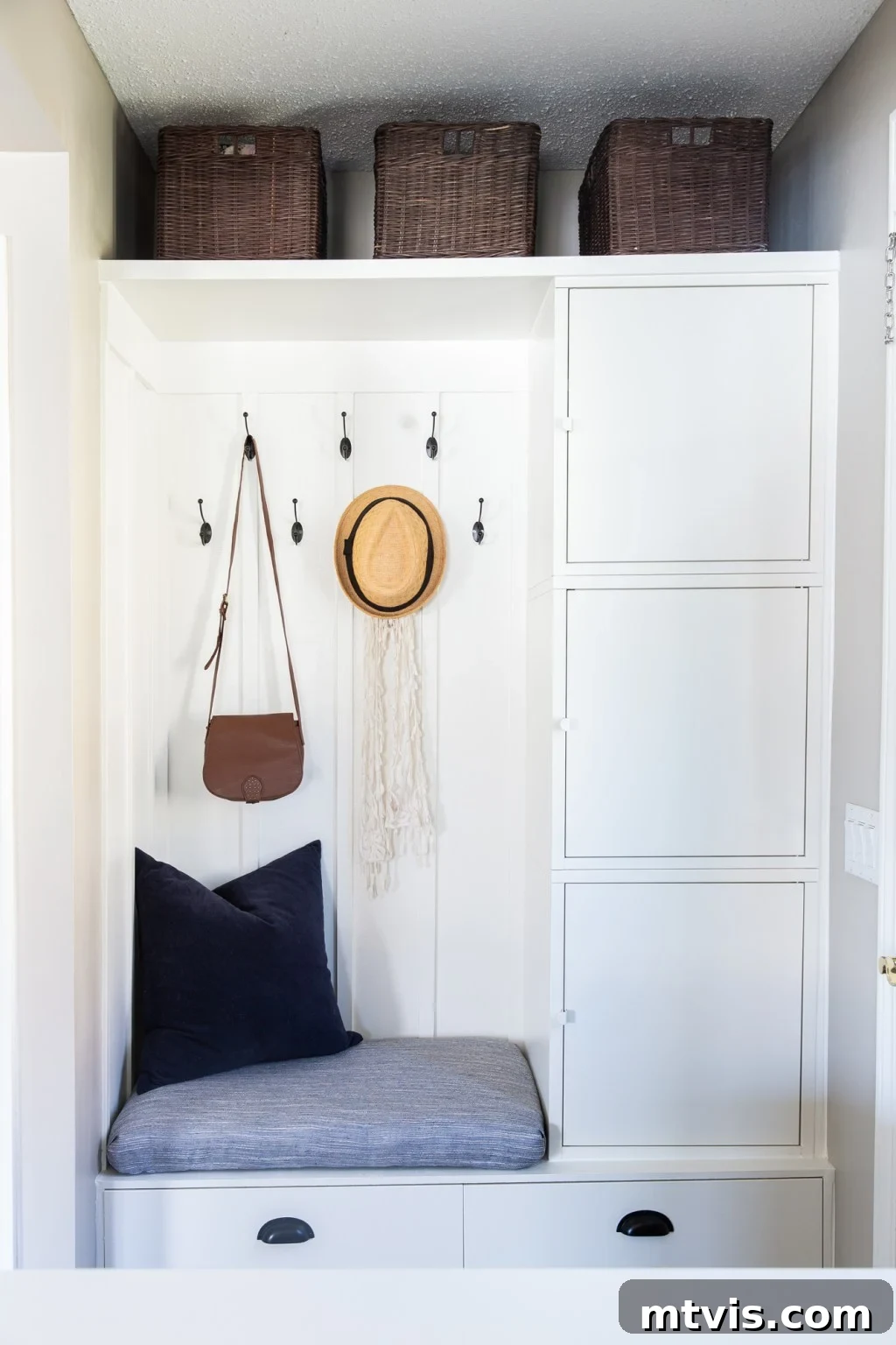 50 IKEA Hacks You Won't Believe Are IKEA 35 This ingenious DIY IKEA hack skillfully combines Besta and Hallan units to create a seamless bench and cabinet system along a side wall. Bins neatly line the top shelf, while hooks positioned behind the bench thoughtfully hold a hat and purse, offering organized storage and seating.
