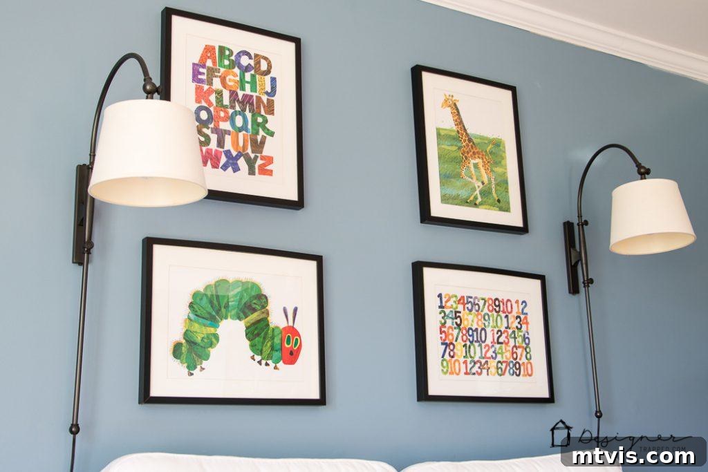 Playroom Paradise Unveiled 14 The DIY pipe shelving and desk area, designed for both creative play and future study in the kids' playroom.