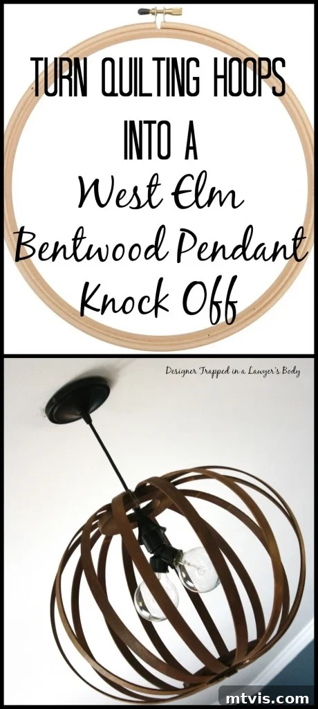 MUST PIN! Totally genius tutorial for making a West Elm Bentwood Pendant light Knock Off. Full tutorial by Designer Trapped in a Lawyer's Body. #westelmknockoff