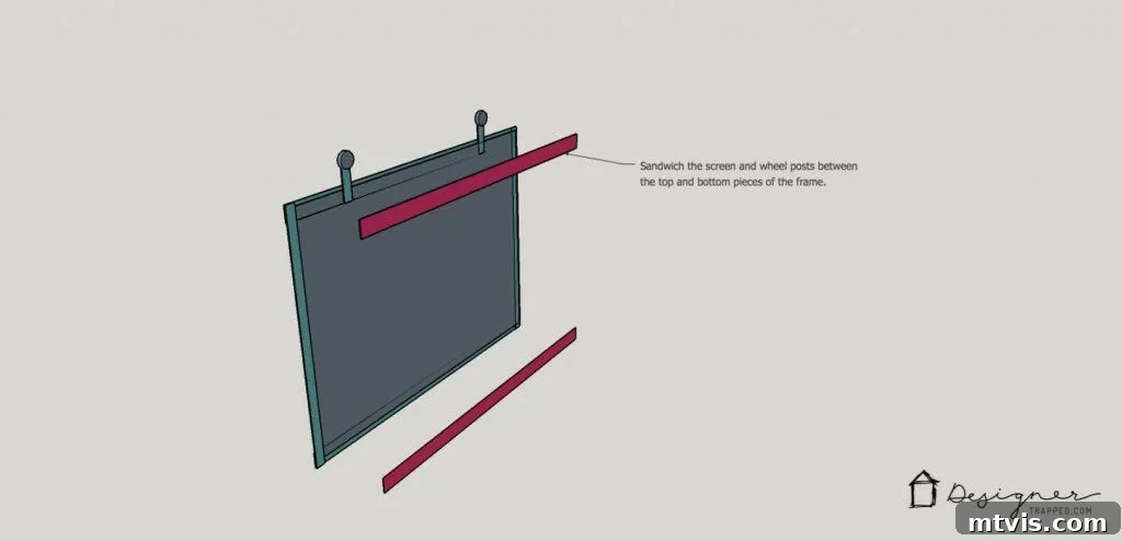 Close-up of bolt assembly for fireplace screen frame