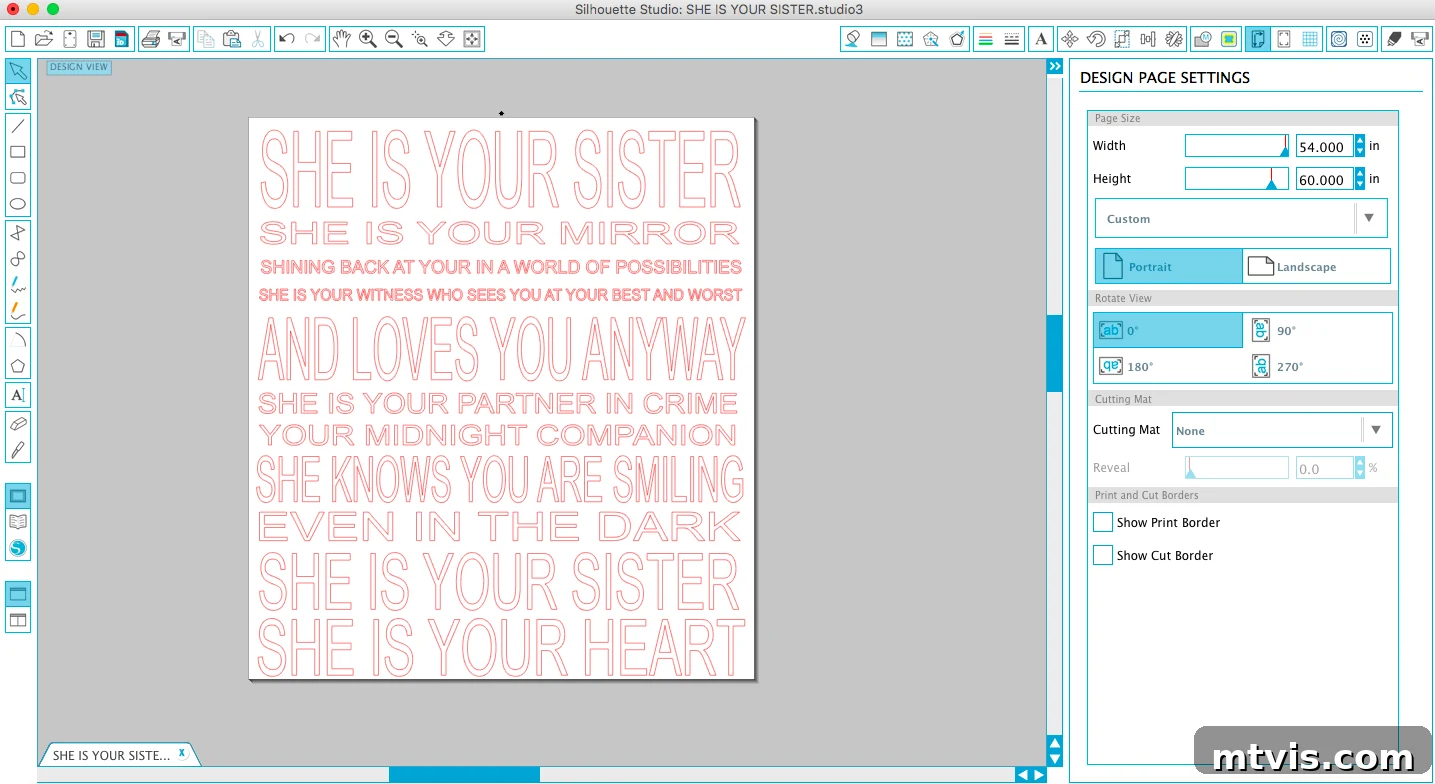 Designing a custom wall quote in cutting machine software, showing font and size adjustments