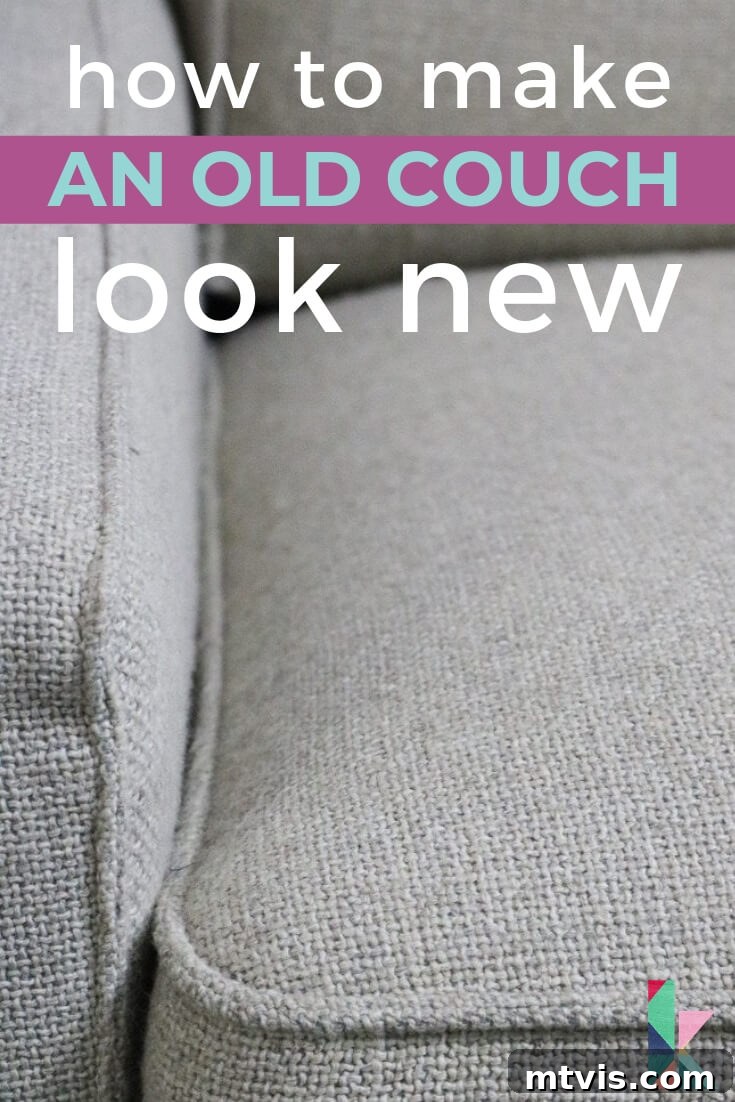 Sofa Transformation: Renew and Protect for Lasting Beauty 2 A beautifully refreshed living room featuring a couch that looks brand new after a makeover. The image showcases the incredible transformation achievable with a simple DIY project, emphasizing comfort and style. #oldcouchmakeover #couchrefresh