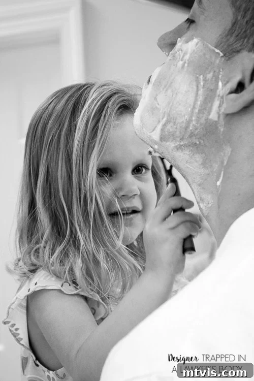 Fathers Day Photos The Ultimate Gift 7 Close-up of dad and daughter applying shaving cream, a sweet Father's Day photo