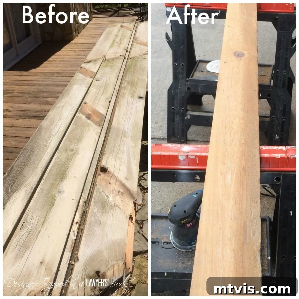 before and after wood planks