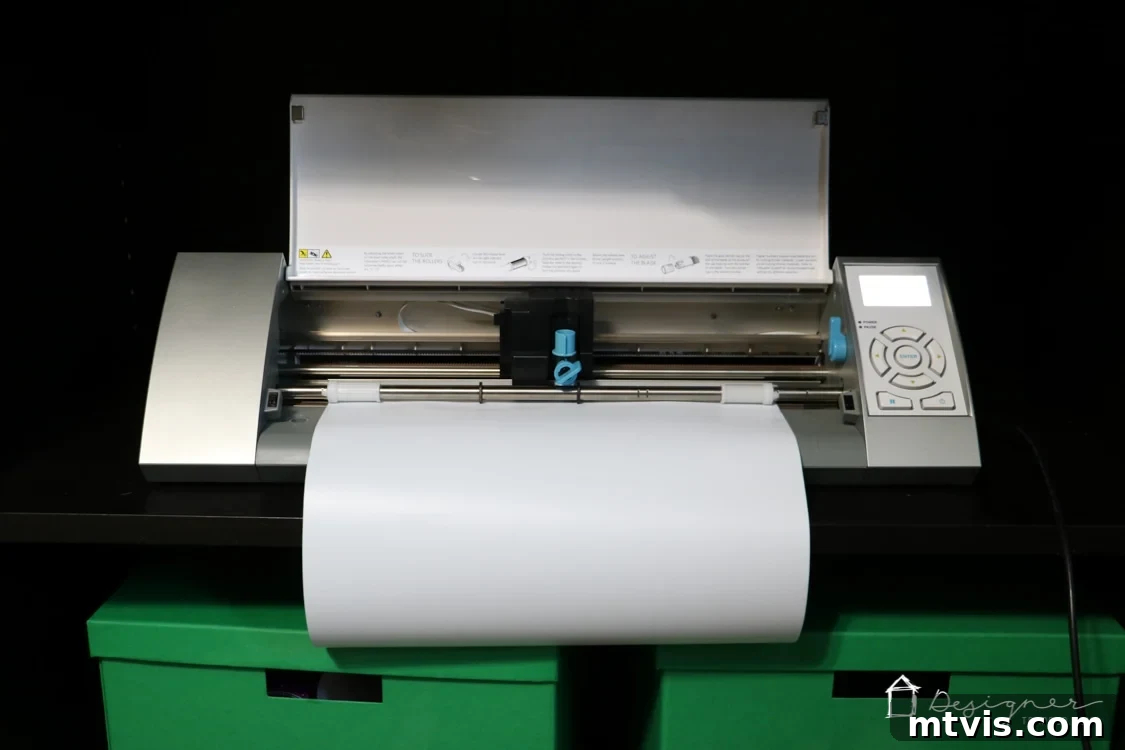Handcrafted Christmas Countdown 6 Silhouette cutting machine in action, precisely cutting vinyl for a DIY Christmas project.