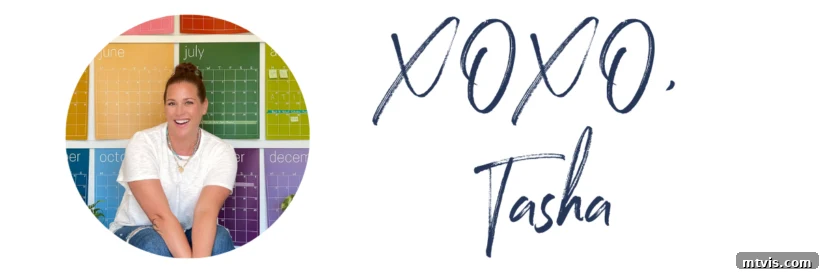 From Piles to Pixels: Achieving a (Mostly) Paperless Life 7 blog post signature with photo of Tasha Agruso of Kaleidoscope Living, encouraging subscription