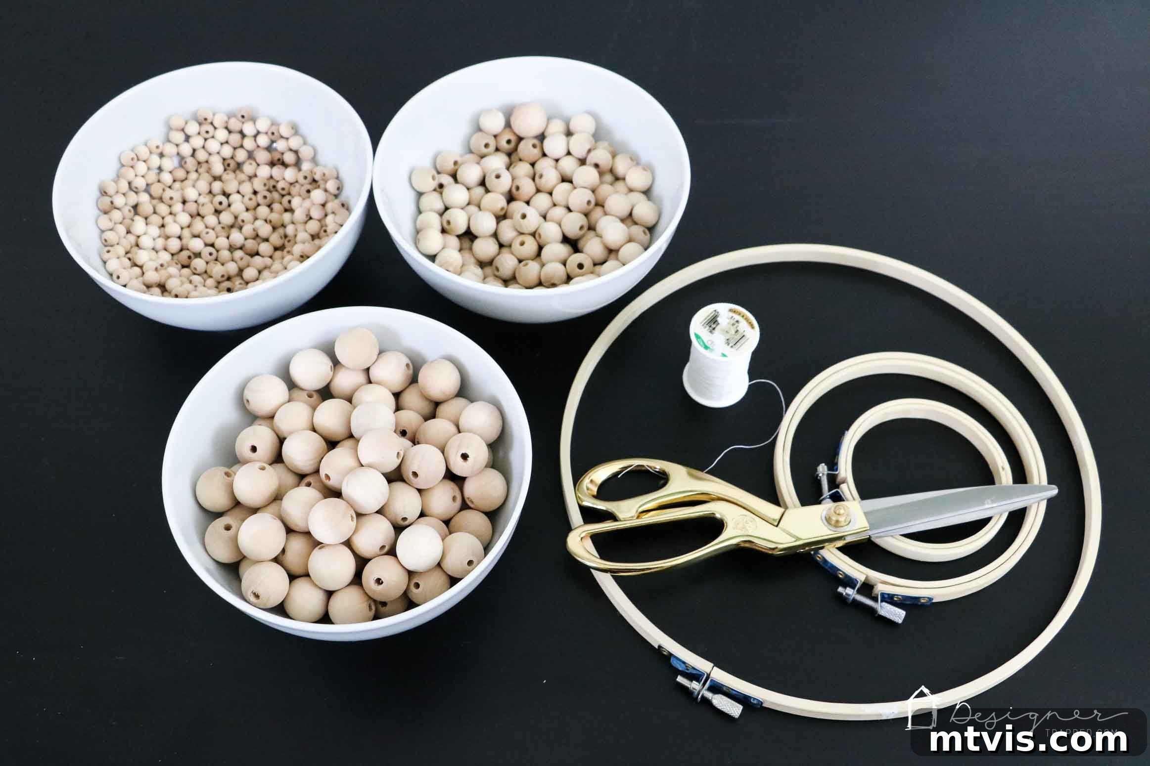 Crafting Your Dream Wood Bead Chandelier 3 supplies for DIY chandelier from wood beads