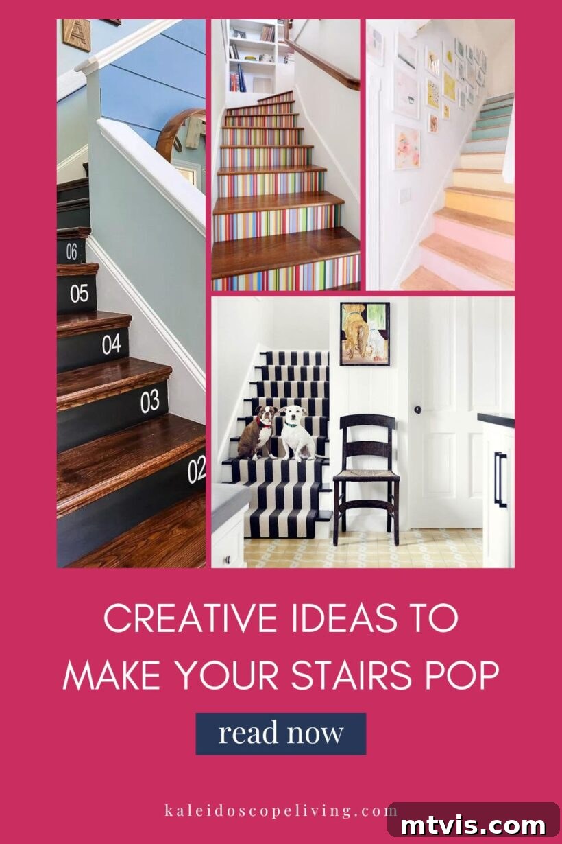 Chic Stair Risers: Elevate Your Home's Style 2 A stylish staircase featuring decorated stair risers, showcasing creative design possibilities.
