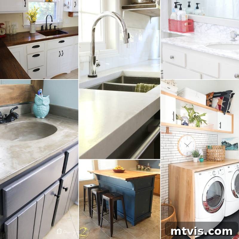Transform your kitchen, bathroom, or laundry room with stunning and affordable DIY countertops.