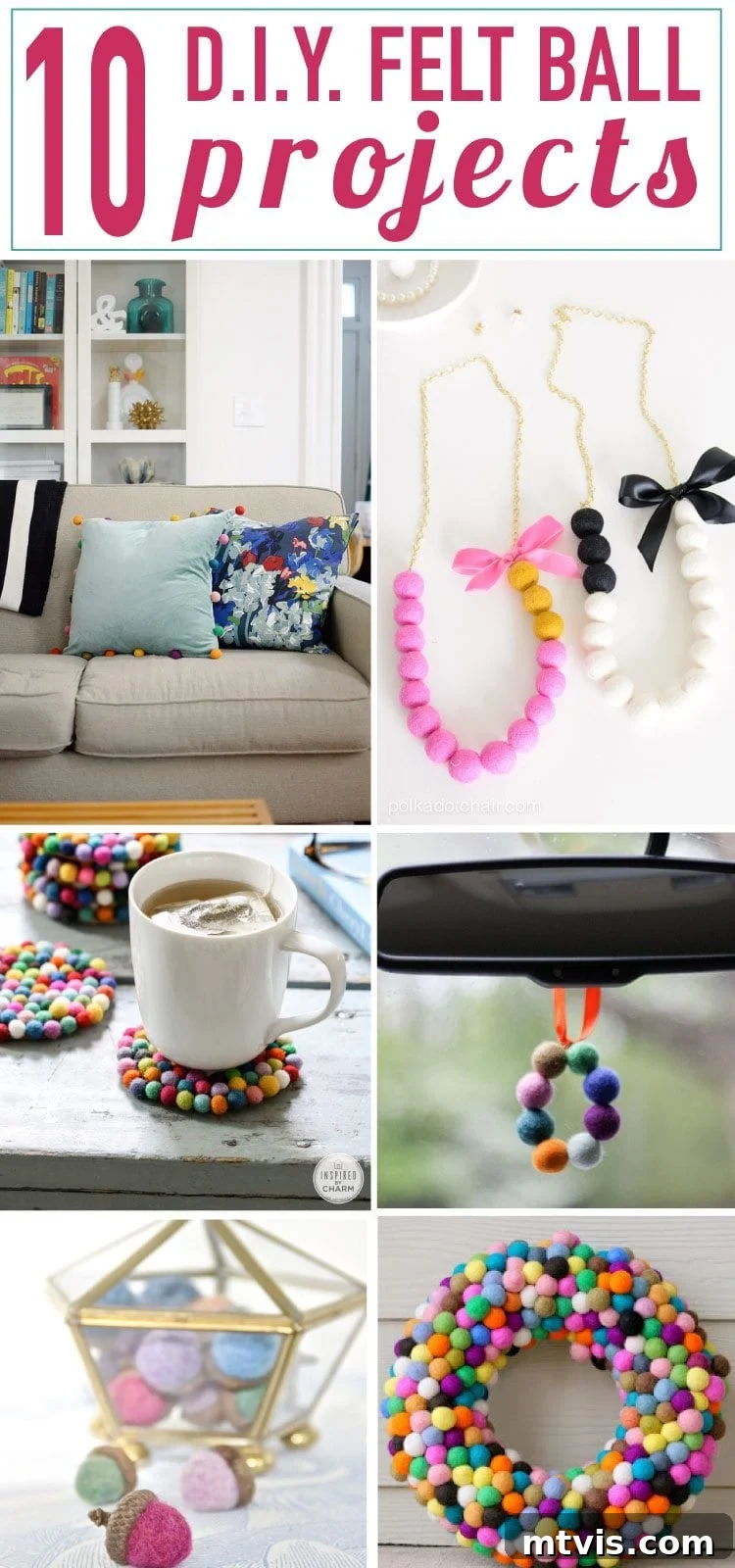 Colorful felt balls arranged for a creative DIY project