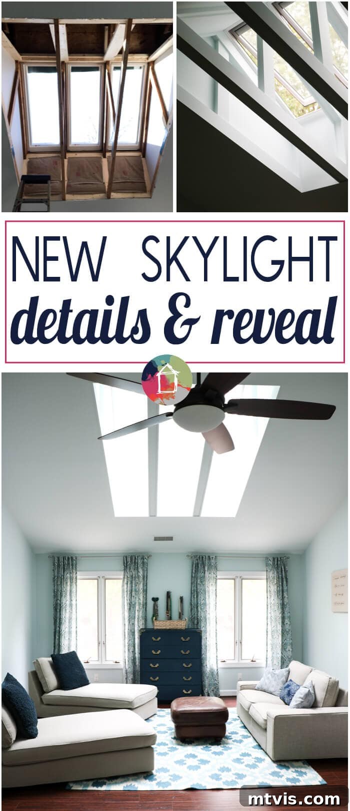 Two VELUX skylights bringing abundant natural light into a beautifully decorated bedroom with a sitting area.