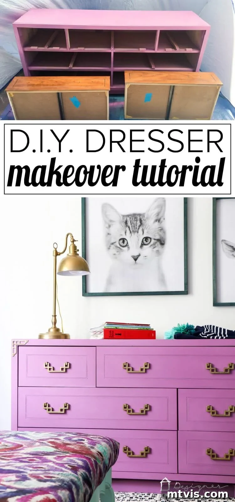 Stunning DIY furniture restoration of a campaign dresser, showcasing an affordable and achievable makeover. Learn how to update vintage furniture with new paint and campaign hardware.