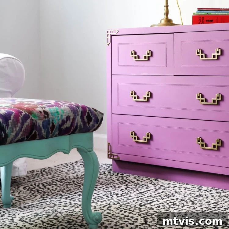 Transform Your Furniture: The DIY Restoration Guide 11 Full view of the DIY restored dresser, showcasing its new life and style.