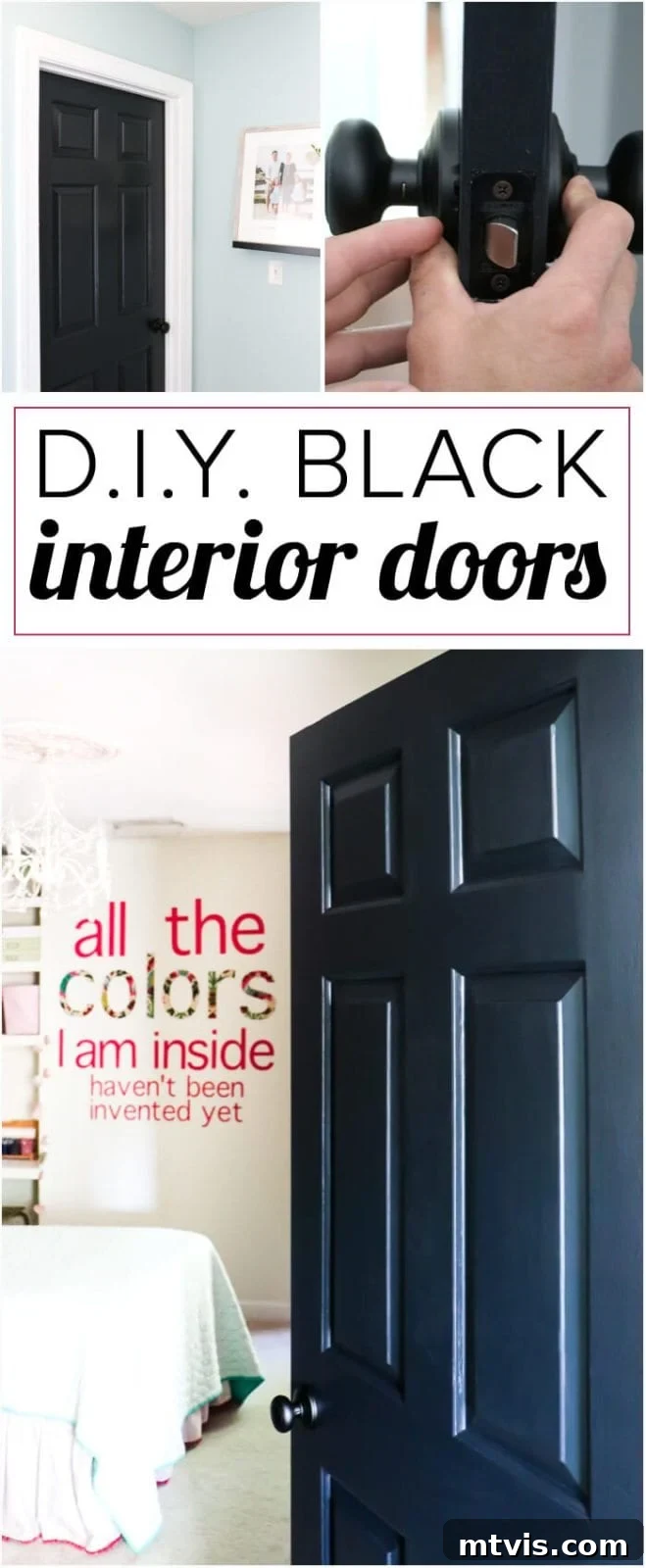 Black Doors: Instant Drama, Minimal Expense 2 Love the idea of black interior doors for an affordable interior update! All you have to do is paint your doors black and update the hardware. HUGE impact!