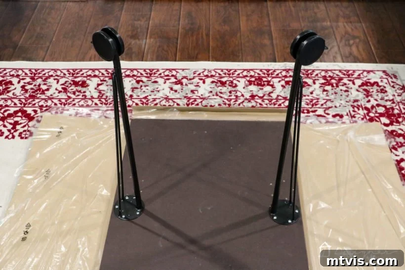 Stunning Ikea Desk Makeover Made Simple 4 Custom IKEA work table with spray-painted Krille legs and Barkaboda countertop
