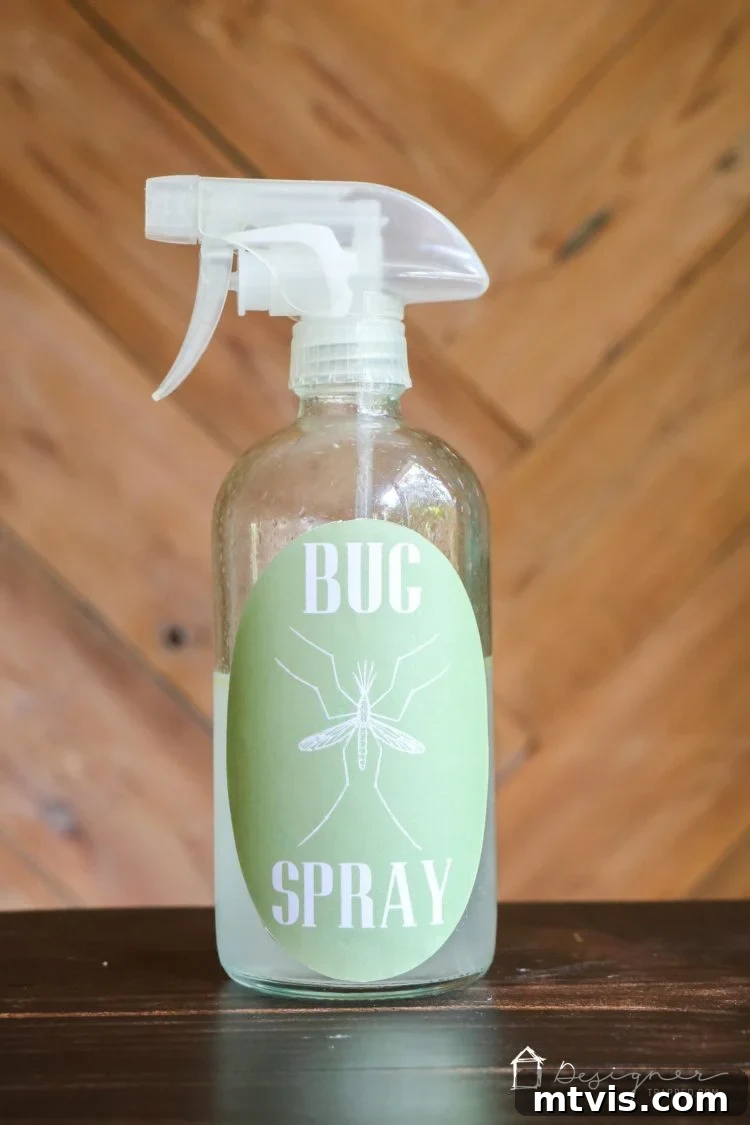 This natural DIY bug spray recipe is easy to make and costs less than store-bought options, perfect for custom labels created with a Cricut machine.
