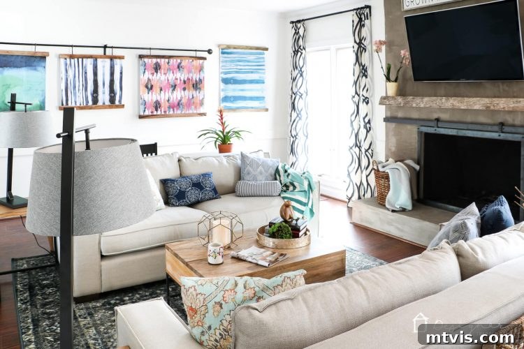 Curating a Cohesive Home with Mixed Decor 3 Discover this fabulous family room design, a brilliant example of combining a playroom and family room into one versatile space for the whole family to enjoy. Smart interior design choices create a stylish and functional environment! #spon