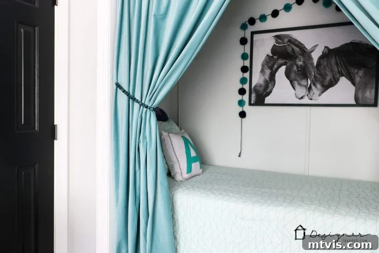 Effortless Handmade Curtain Ties 14 The finished DIY wood bead curtain tie back beautifully holding a curtain open, highlighting its functional elegance.