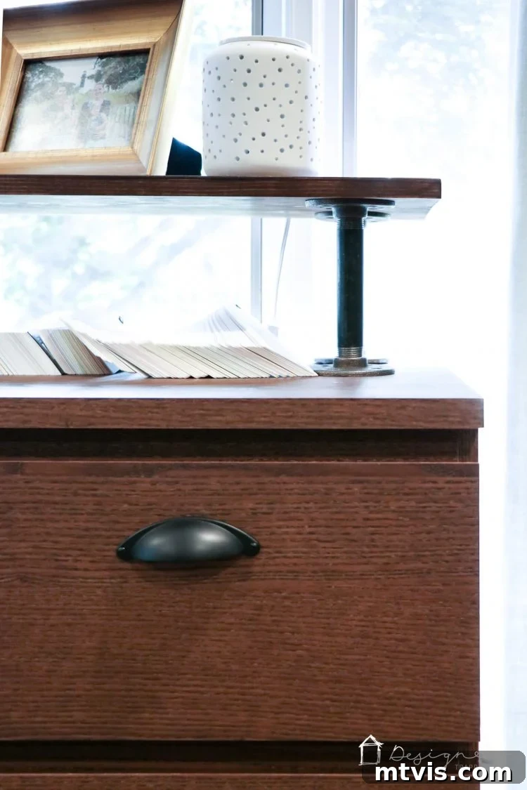 Effortless Malm Upgrade 13 WOW! I can't believe this is an Ikea Malm dresser! What a great Ikea Malm hack. Love the industrial dresser that it turned into. Looks very high-end on a very small budget!