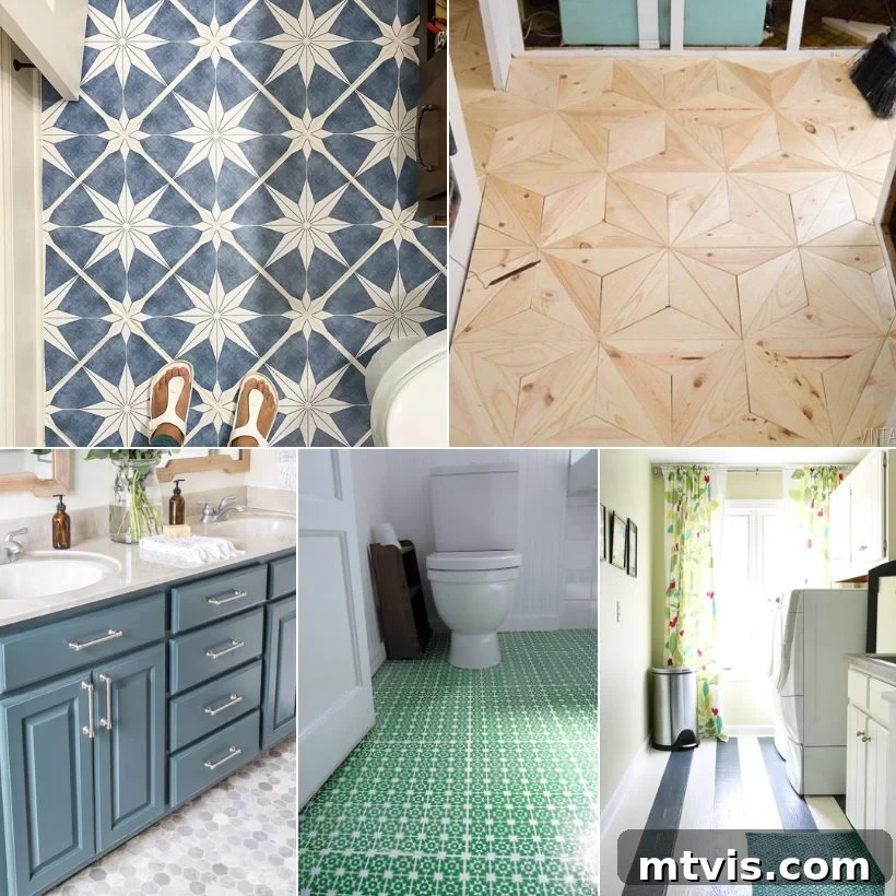 20 Affordable Flooring Ideas That Look Expensive 2 collage image of cheap and affordable flooring ideas from DIYers