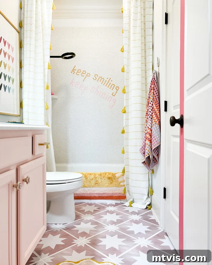 20 Affordable Flooring Ideas That Look Expensive 6 outdated bathroom tile updated with tile stickers