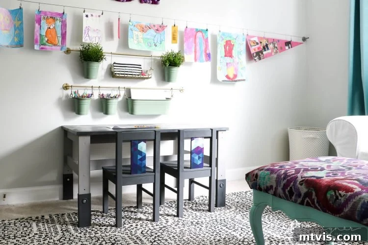 Ikea Kids Furniture Glow Up 16 OMG--I can't believe this is an Ikea kid's table and chairs! An Ikea kid's table and chairs can look super stylish with just a little bit of work. This Ikea kid's table and chairs makeover is so easy and gorgeous! Click for the full tutorial with step-by-step photos.