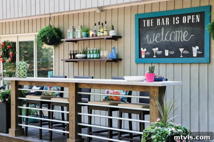 Dreaming of an outdoor bar or deck bar? We were too and we are sharing our plans for this easy and affordable DIY deck bar!