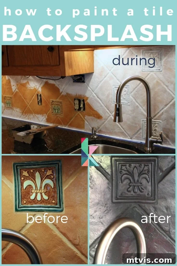 My Backsplash Solution Painting Tile 2 Stunning painted tile backsplash transforming a kitchen