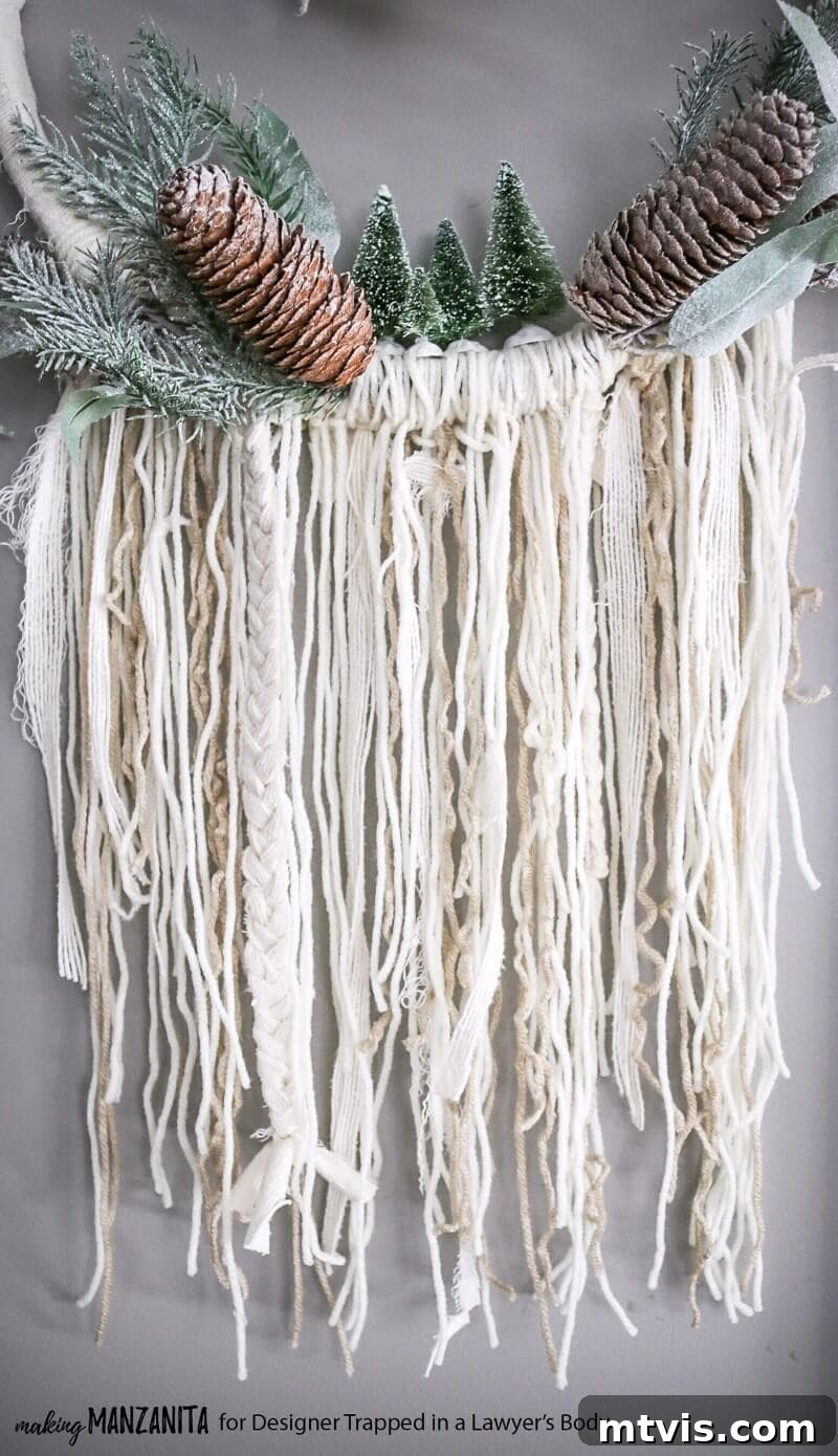 Craft Your Boho Winter Wreath 14 Showcasing the full beauty and versatile charm of the DIY Boho Winter Wreath, this image inspires creating elegant and affordable winter decor that lasts all season long.
