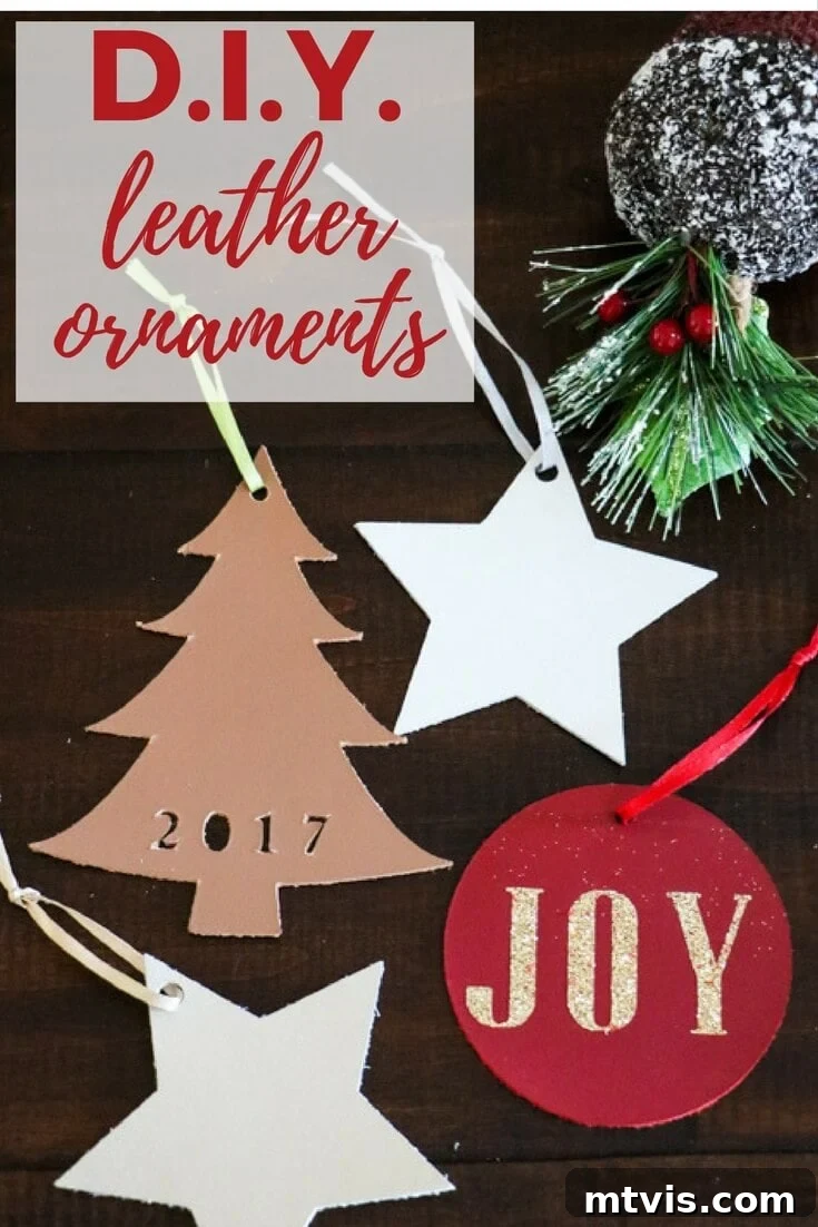 Artisan Leather Christmas Adornments 2 These handmade Christmas ornaments from leather are so unique and add a modern touch to any Christmas tree! Best of all, you can cut leather quickly and easily with the right tool!
