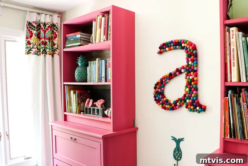 Seamlessly Repair Furniture to Match IKEA Hues 3 girls bedroom with painted IKEA Billy bookcases
