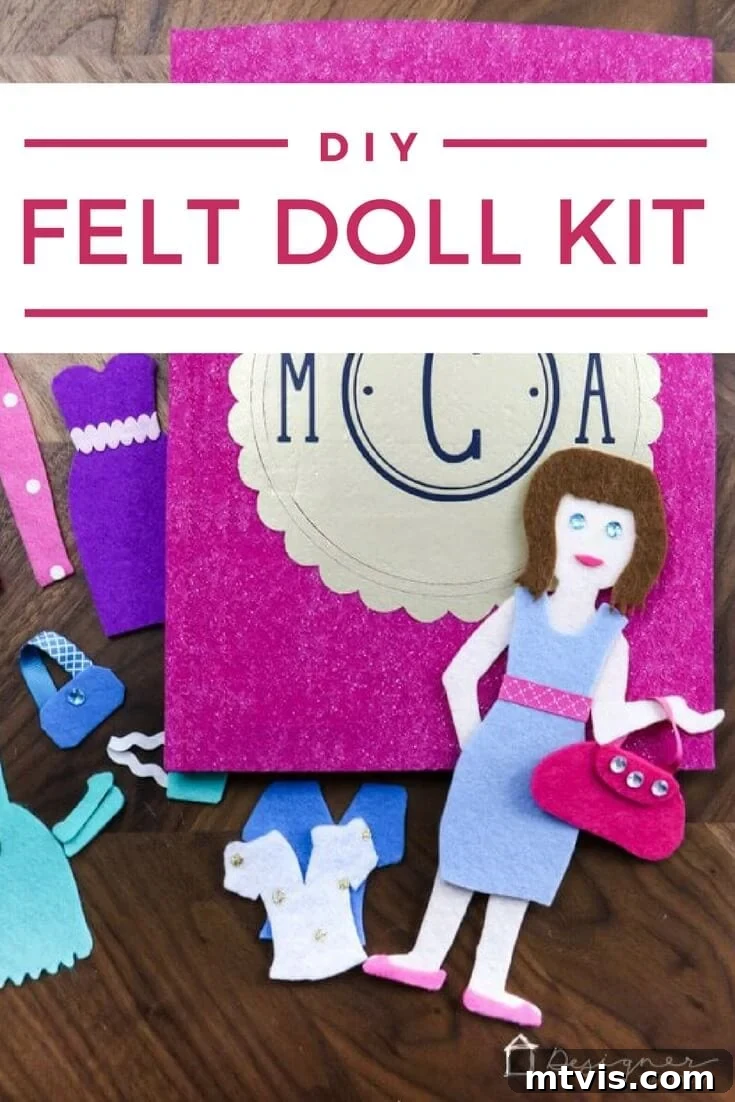 Felt Doll Craft Kit 18 Close up of DIY felt doll kit for quiet play.