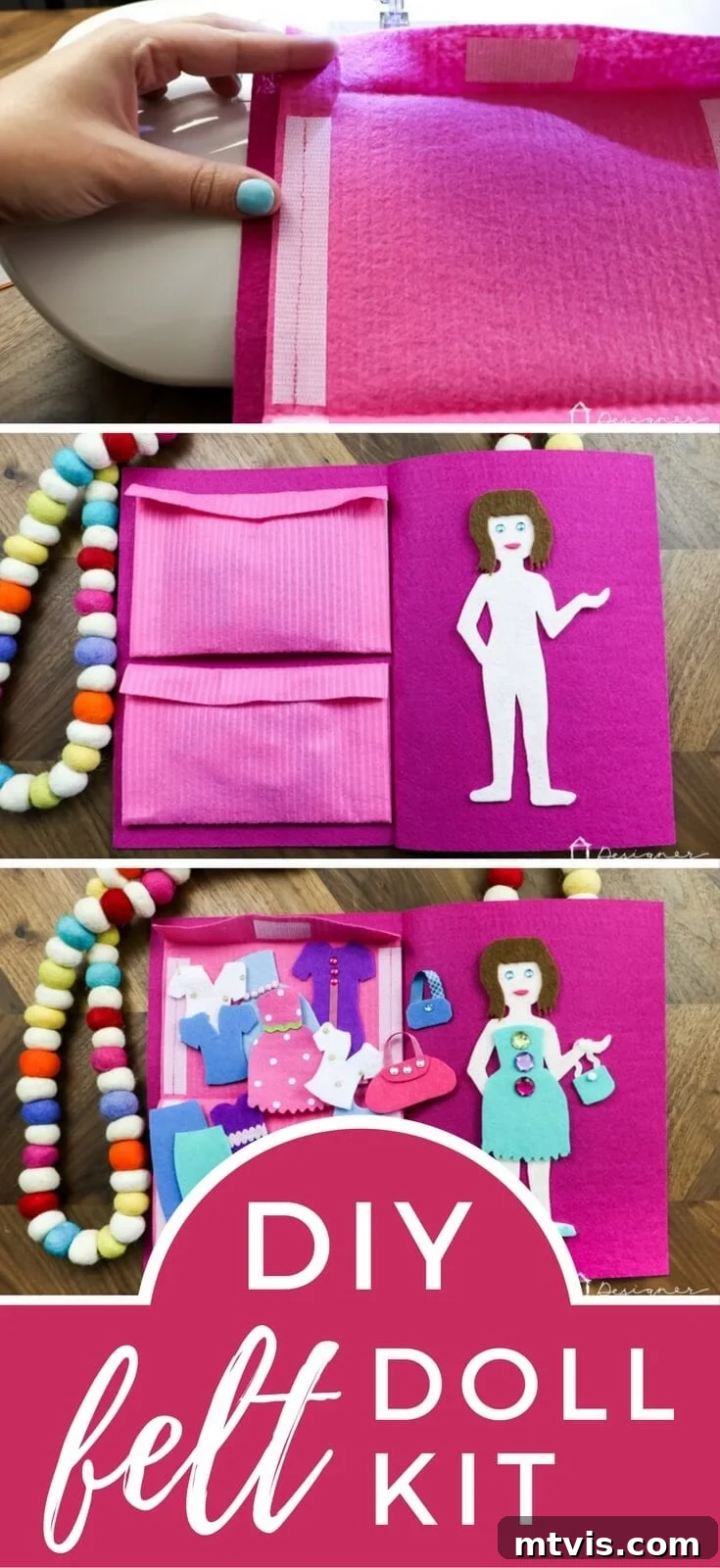 Felt Doll Craft Kit 19 Felt doll kit with various handmade outfits and accessories.