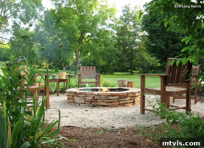 From Cozy Corners to Grand Gatherings: Fire Pit Ideas for All Spaces 10 Fire pit ideas often feature the timeless stacked stone design, complemented by comfortable seating and lush backyard landscaping, creating a harmonious and inviting outdoor retreat.