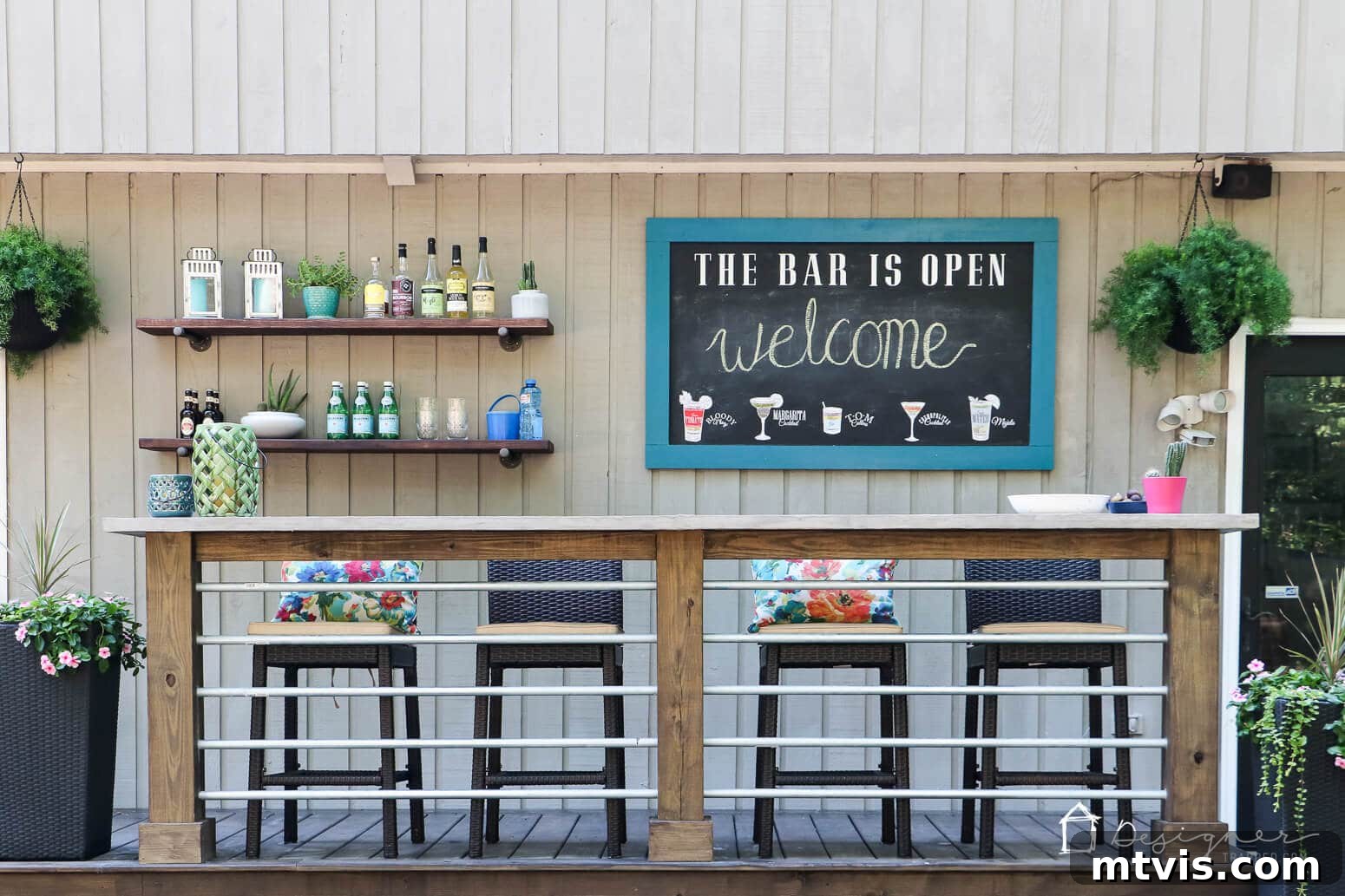 Another view of the DIY outdoor chalkboard, perfect for outdoor entertainment.