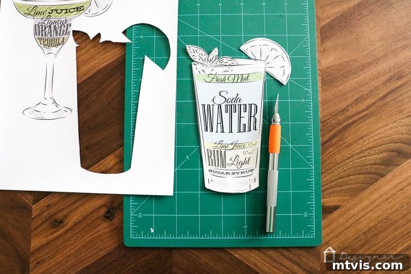Applying custom vinyl text and graphics to the prepared chalkboard surface.
