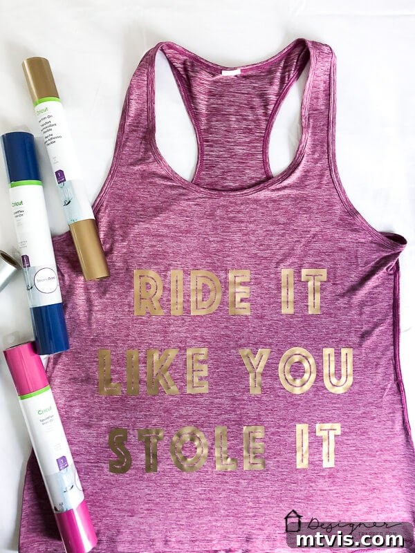 Mastering Cricut Iron On for Stretchy Materials 13 Now there is a heat transfer vinyl that has enough stretch to use on work out clothes, bathing suits, yoga pants, leggings and more! It's called SportFlex Iron On™ and it's awesome. In this post, you will learn how to use Cricut Iron On Vinyl for workout clothes, activewear and stretchy fabrics.