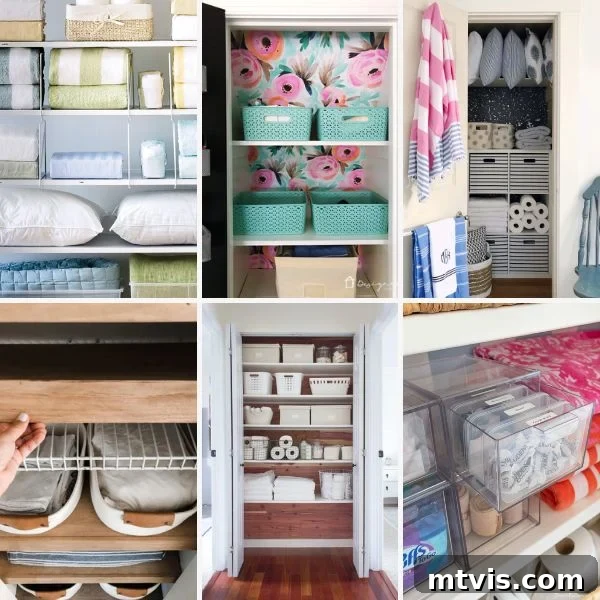 Smart Solutions for a Perfectly Organized Linen Closet 2 collage of images of linen closet organization ideas