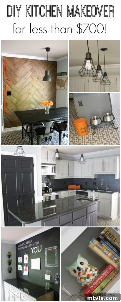 Stunning budget kitchen makeover transformed with paint and DIY solutions, featuring an eat-in area and unique decor.