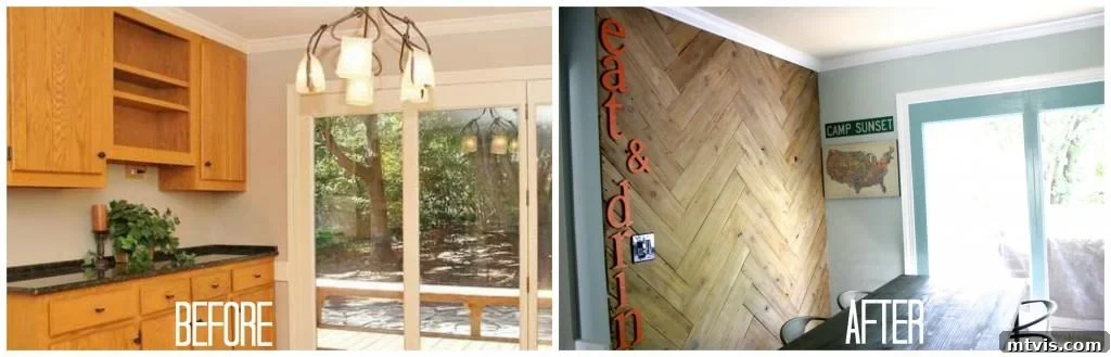 Before and after comparison of the budget kitchen makeover, showcasing the dramatic transformation.